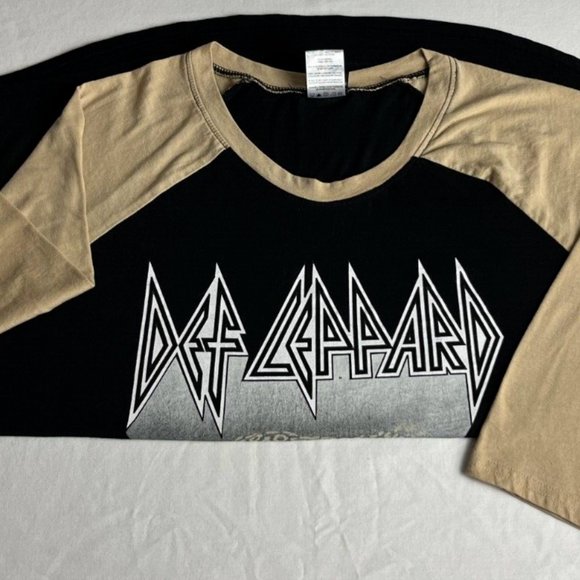 Def Lepperd T-Shirt Women's Size 2X Black/Yellow Crew Neck Graphic Raglan Sleeve - Picture 7 of 14